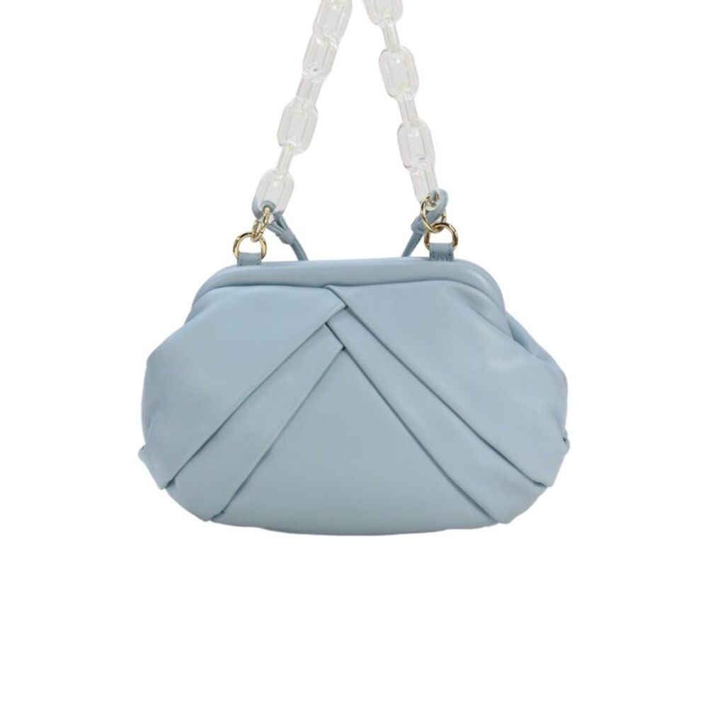 Rafe Womens Leather Chain Link Crossbody Shoulder Handbag Sky Blue